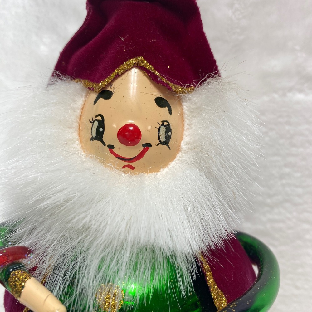 VTG European Style Glass Santa Ornament Hand Blown Christmas Elf Gnome - Picture 2 of 9